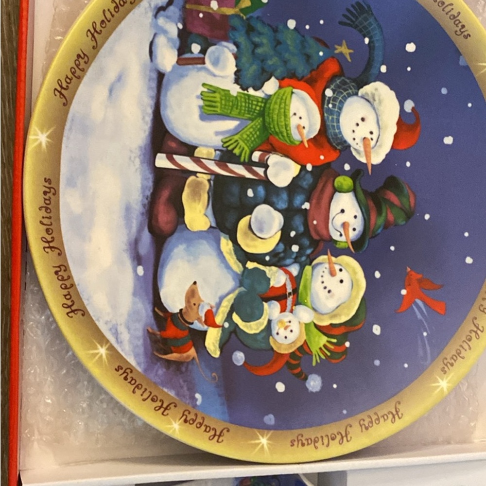 Festive Snowman Holiday Cake Plate with Server